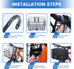 new Front Folding Bike Basket with Removable Liner Bag - Quick STANDARD, black 07FC0E-D4 - KOEEK