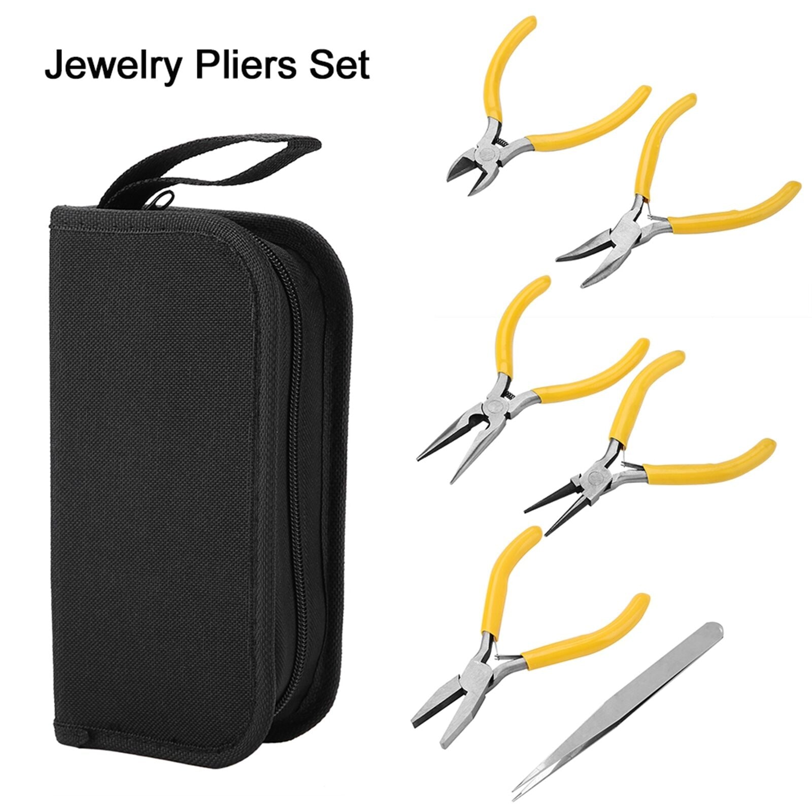 new 5pcs Professional Jewelry Pliers Tools Kit Round Bent Nose Beading Making DI Dso koeek - KOEEK