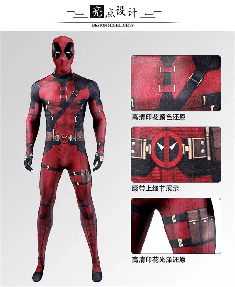 Marvel Deadpool 3 Wade Winston Wilson Cosplay Costume Suit Jumpsuit Halloween 07FC0E-D4 - KOEEK