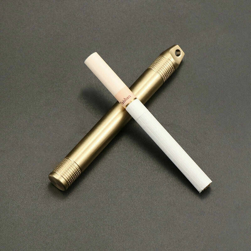 Brass Case Titanium Toothpick set Keychain Waterproof Box Cigarette Container 07FC0E-D4 - KOEEK
