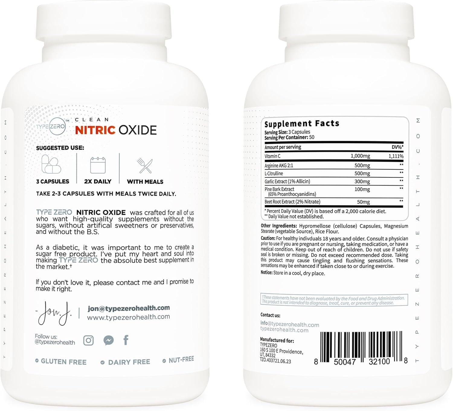 new Type Zero Nitric Oxide 6X Booster, 150 Veggie Capsules - Natural Supplement... TYPE ZERO - KOEEK