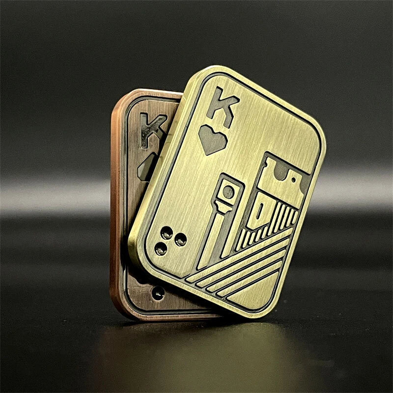 EDC Fidget Stress Relief Toy Skull Poker Style Push Slider Metal Fidget Spinner 07FC0E-D4 - KOEEK