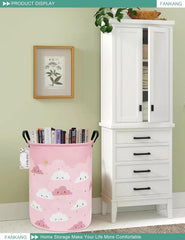 Storage Basket, Nursery Hamper Canvas Laundry Basket Foldable with Waterproof PE 07FC0E-D4 - KOEEK