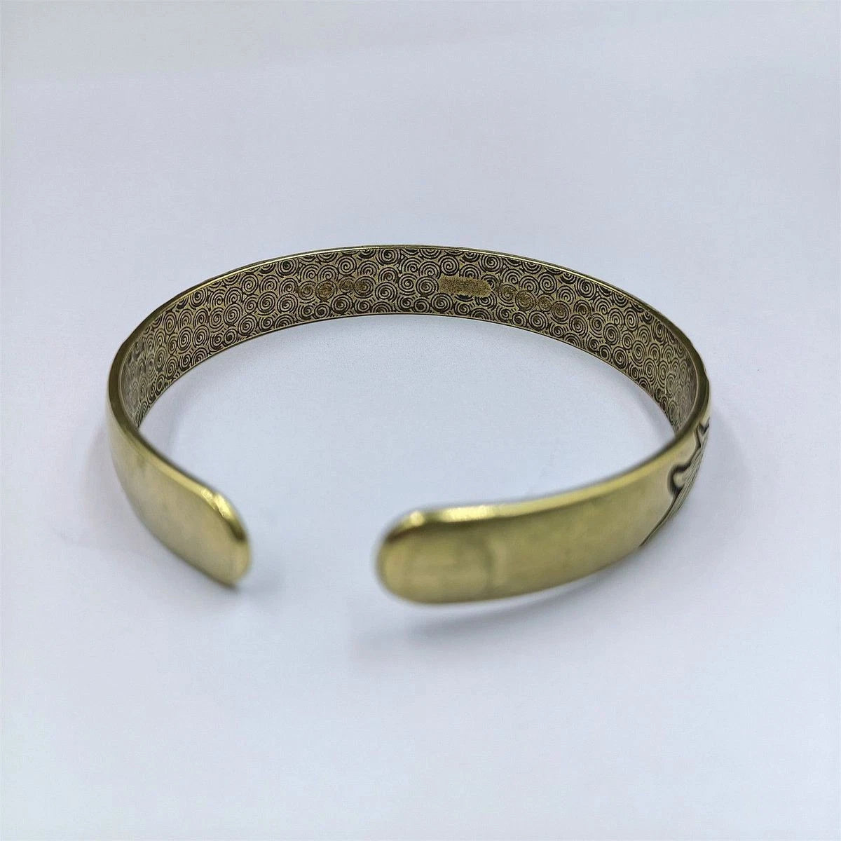 Vintage Brass Bangle Dragon Phoenix Open Copper Bracelet Chinese Style Jewelry 07FC0E-D4 - KOEEK