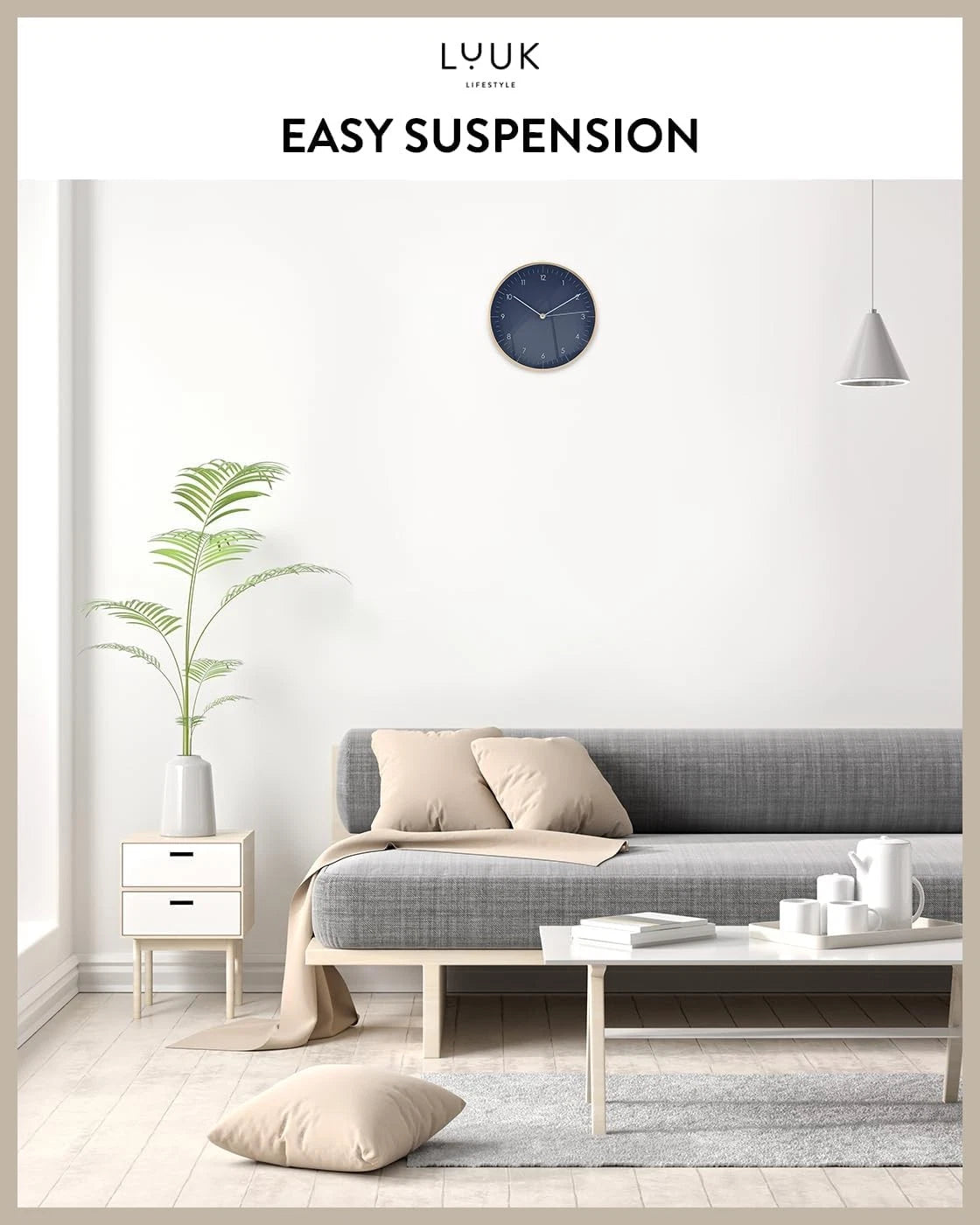 Modern Quartz Wall Clock with Silent Movement, Scandinan Design,Kitchen Clock 07FC0E-D4 - KOEEK