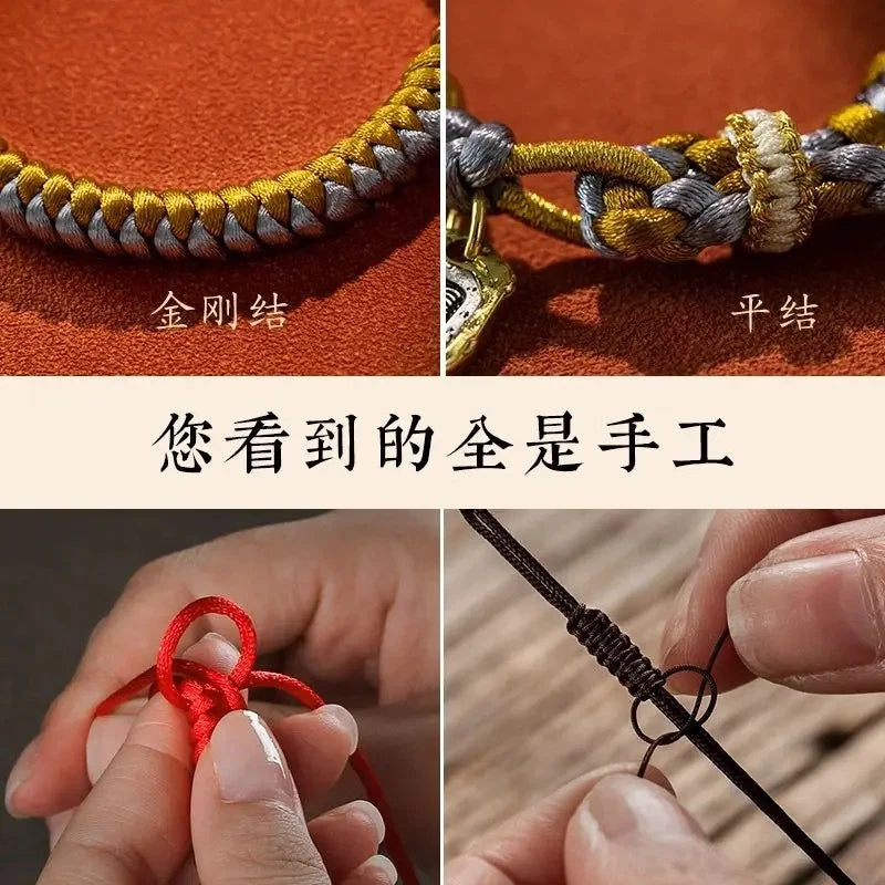 Tibetn Hand-woven Zakilam Bracelet Six Character Mantra Amulet HandString Bangle 07FC0E-D4 - KOEEK