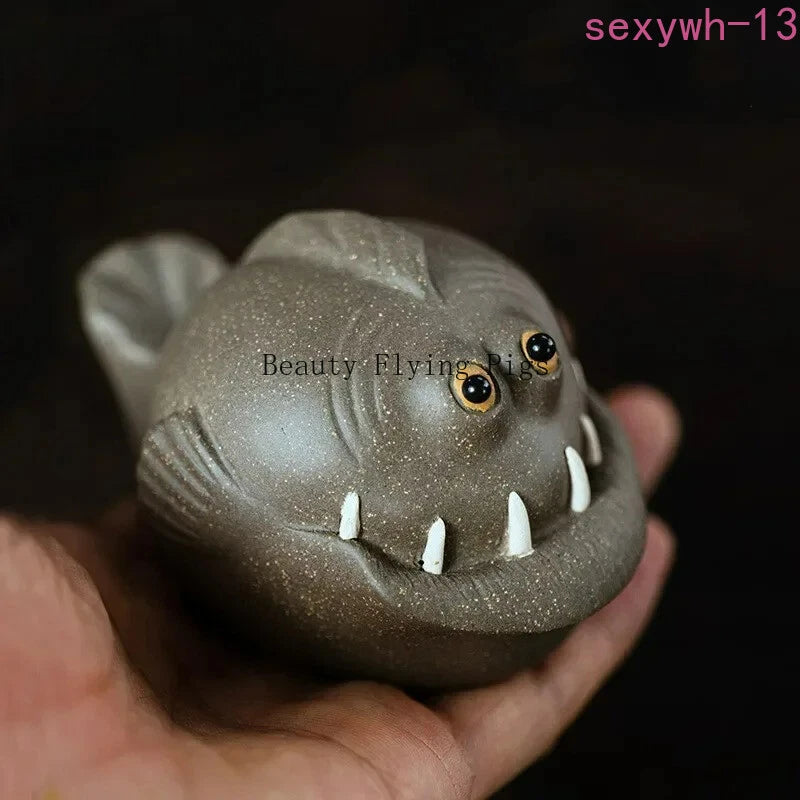 Creative Shark Model Statue Decoration Yixing Purple Clay Tea Pet Crafts 07FC0E-D4 - KOEEK