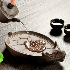 Creative Water Storage Tea Tray Turtle Statue Yixing Purple Clay Holder Plate 07FC0E-D4 - KOEEK