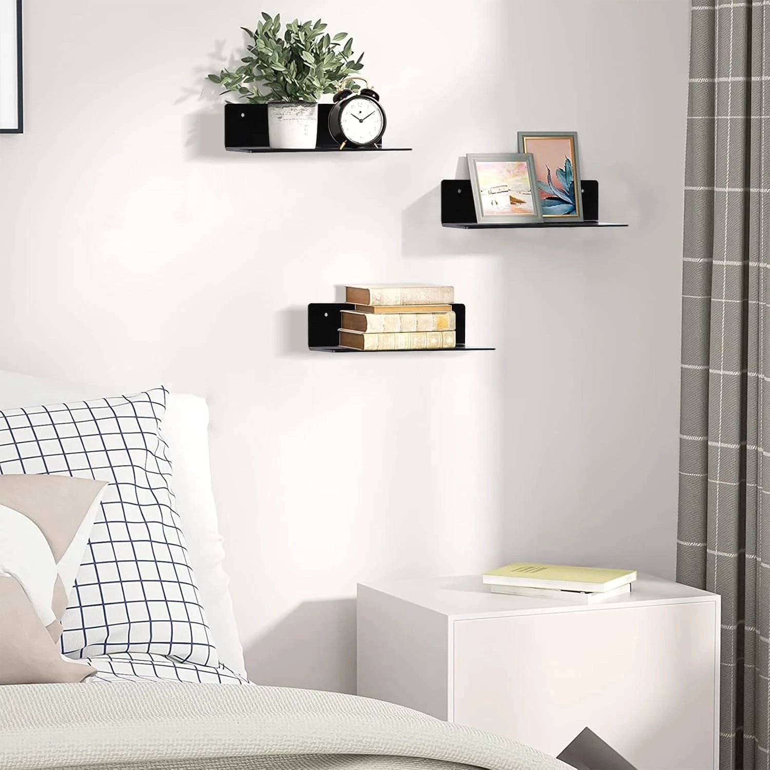 9-inch acrylic floating shelf, no drilling required, adhesive wall shelf 07FC0E-D4 - KOEEK