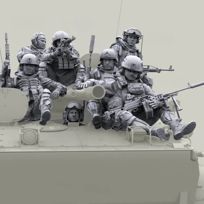 1/35 Resin Model Kit Modern Special Forces Riding 7 Figure Unassembled Unpainted 07FC0E-D4 - KOEEK