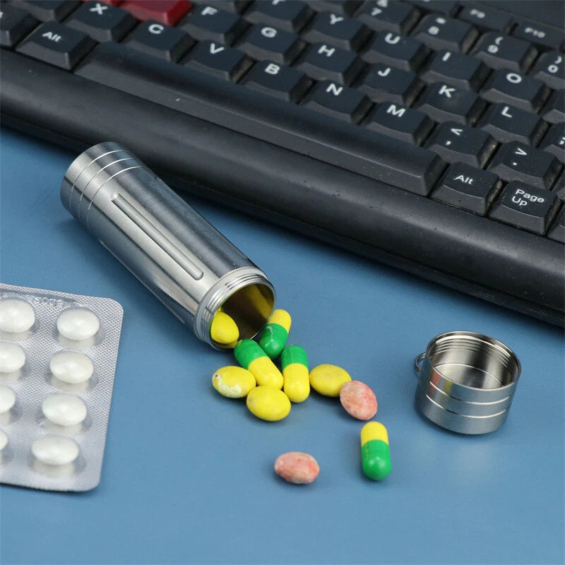 Titanium Alloy Waterproof Case EDC Portable Pill Medicine Capsule Storage Tools 07FC0E-D4 - KOEEK