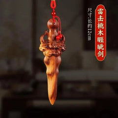 Lightning Peach Wood Carving Home Decor Wooden Figurine Handcrafted Ornament 07FC0E-D4 - KOEEK