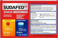 new Sudafed PE Day and Night Sinus Pressure & Congestion Tablets, 20 Count SUDAFED - KOEEK