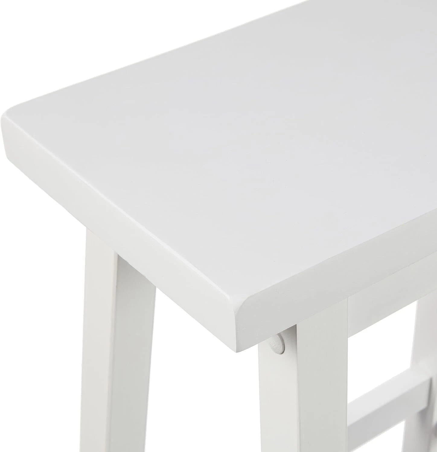 Solid Wood Saddle Seat Kitchen Island Counter Bar Stools White - Set of 2 07FC0E-D4 - KOEEK