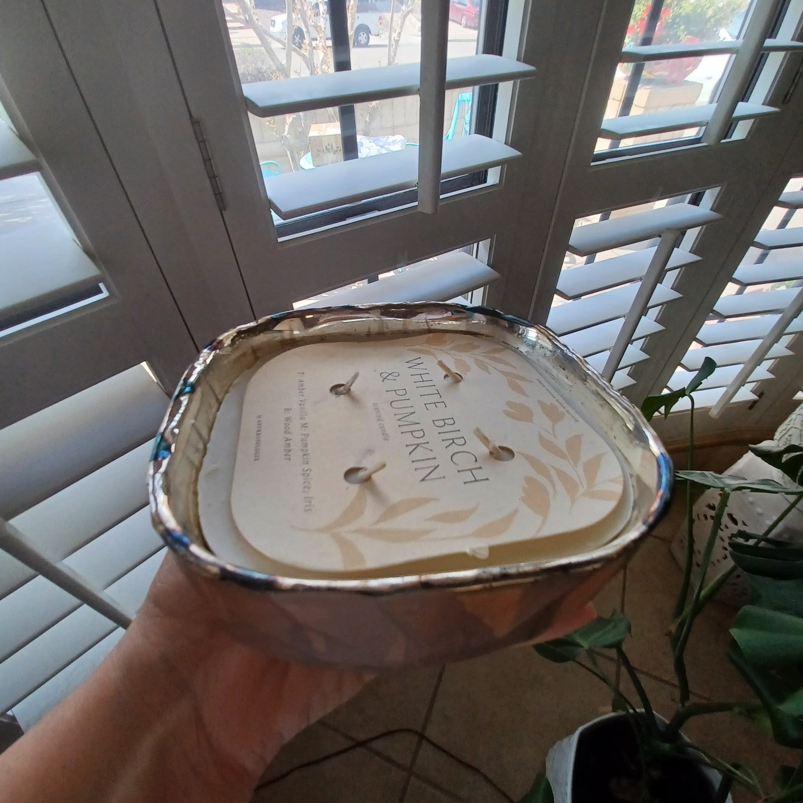 ANTHROPOLOGIE PEBBLE WHITE BIRCH & PUMPKIN GLASS CANDLE HUGE VERY LGE FENG SHUI ANTHROPOLOGIE - KOEEK