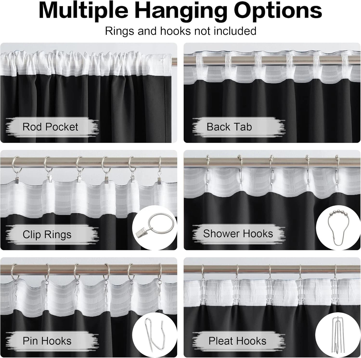 Black blackout curtains (52 inches wide x 120 inches long, 2 panels) 07FC0E-D4 - KOEEK