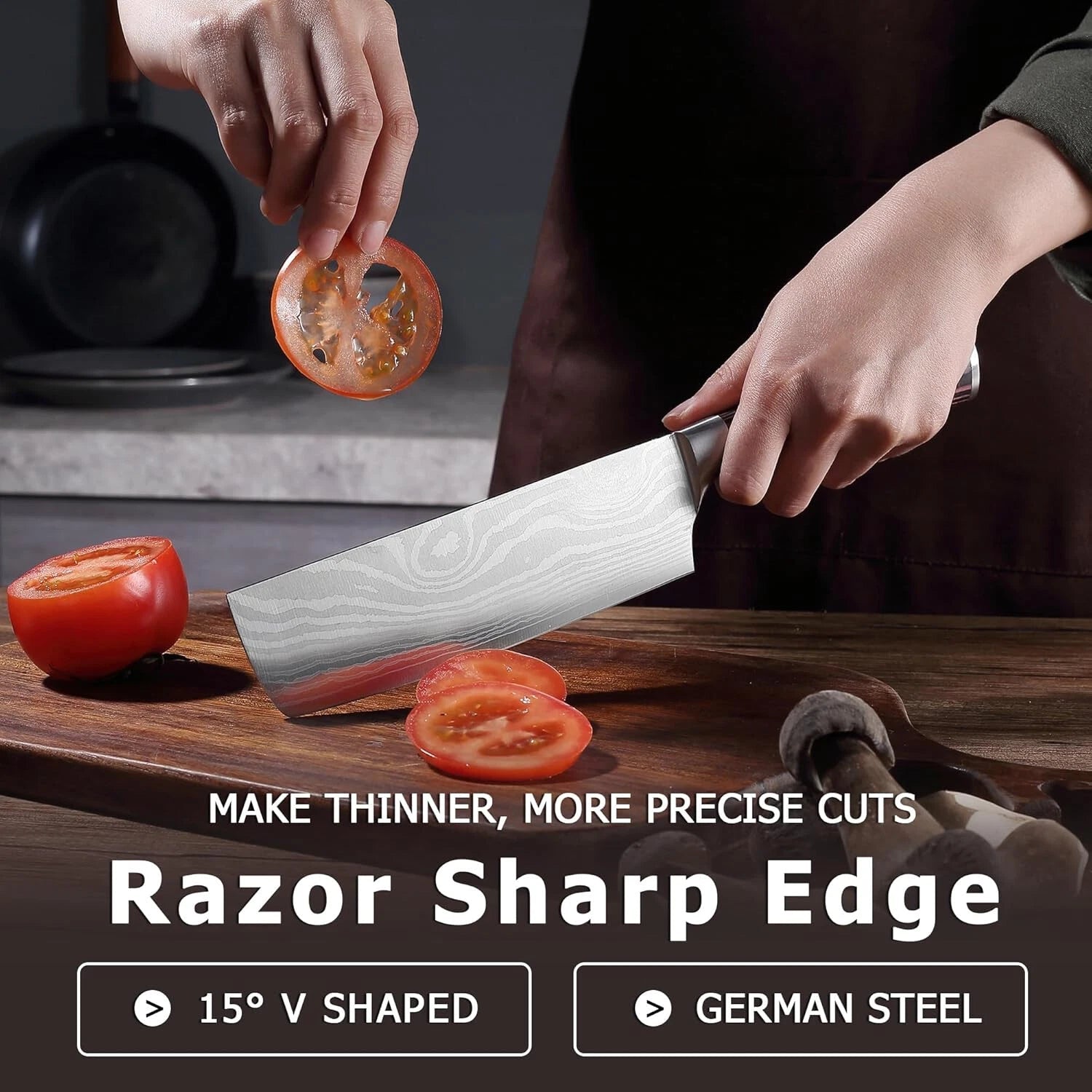 7” Sharp meat cleaver and vegetable kitchen knife, high carbon stainless steel 07FC0E-D4 - KOEEK