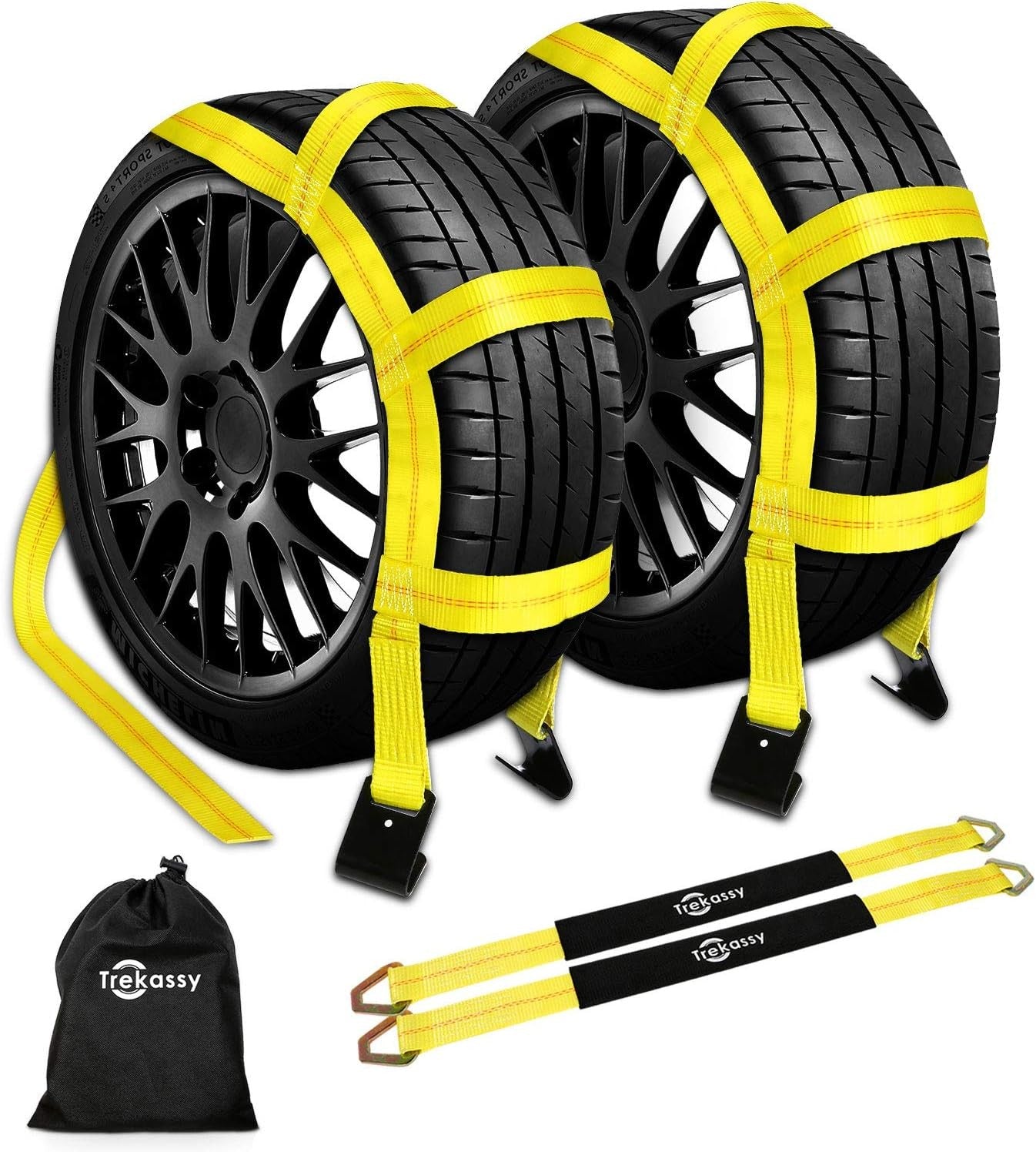 new Trekassy Tow Dolly Straps for Car with Flat Fits 14"-17" Tires, Yellow TREKASSY - KOEEK