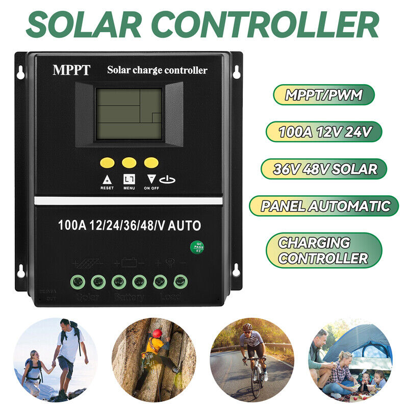 ny 2 USB 100A MPPT Solar Charge Controller 12/24/36/48V for solcellepanelsett