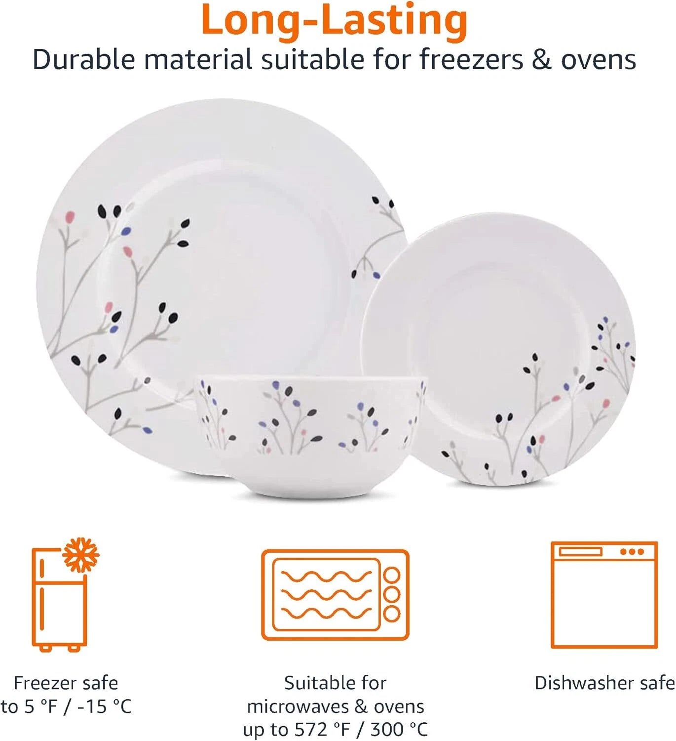 18 Piece Kitchen Utensil Set, Plates, Dishes, Bowls, 6 Servings, Twig Color 07FC0E-D4 - KOEEK