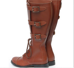 WWII US Military Cavalry Hoplite Long Boots Cowhide Army Tactical Retro Shoes 07FC0E-D4 - KOEEK