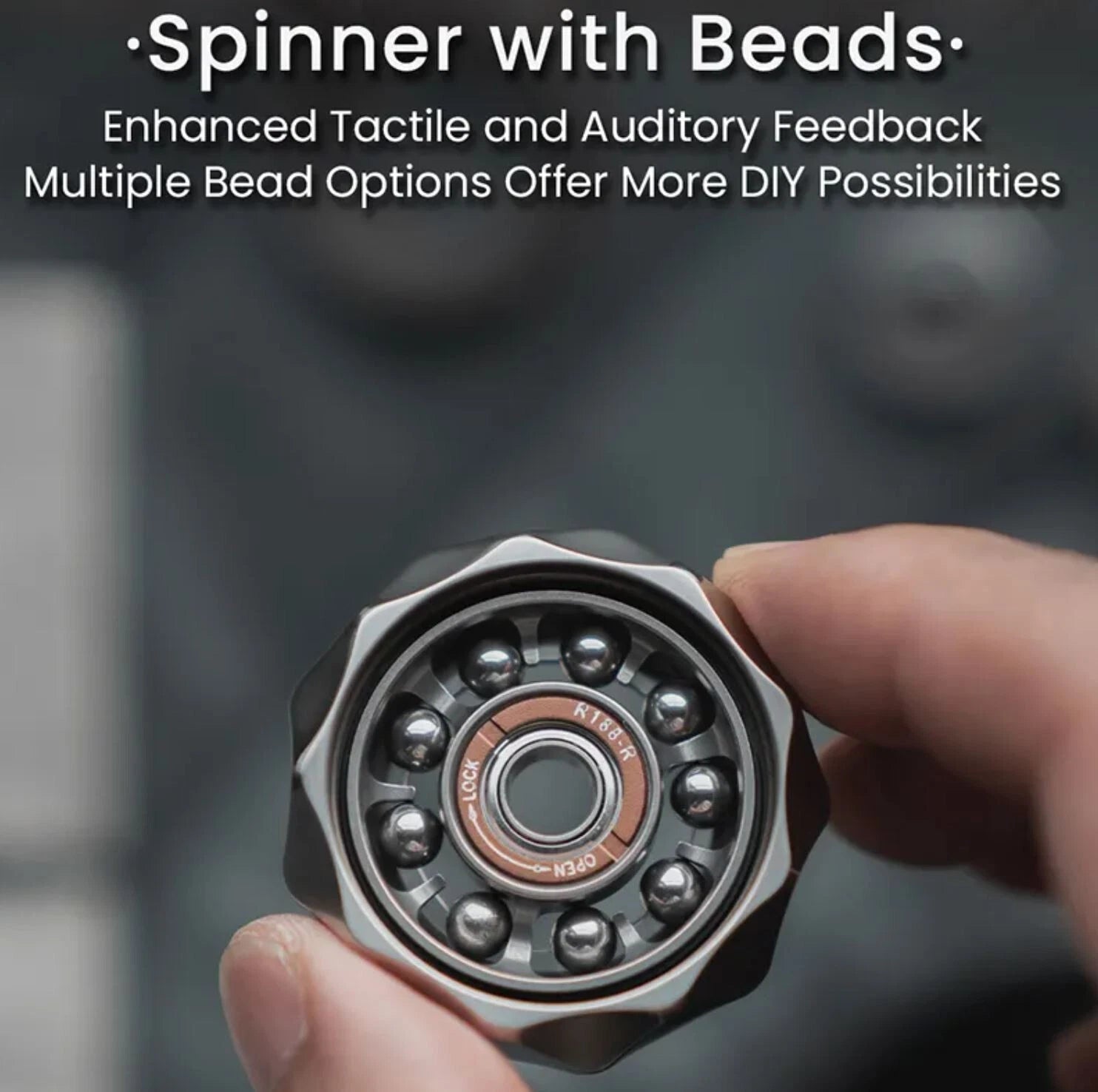 Lautie Bit 05 Beaded Tactile Fidget Gyro Spinner EDC Fidget Toy for Collection 07FC0E-D4 - KOEEK