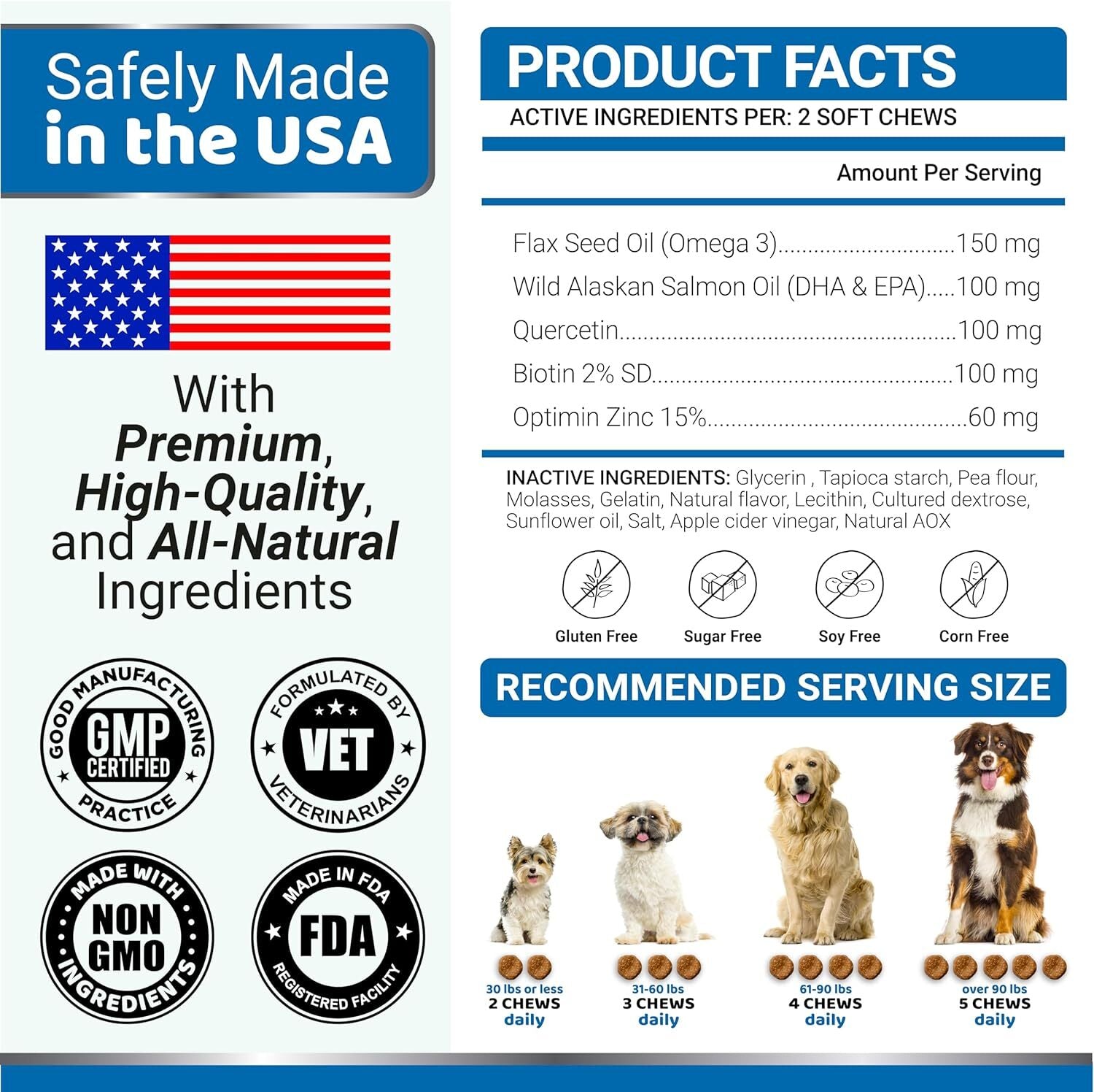 used Omega 3 Fish Oil for Dogs - 170 Chews - Skin and Coat 170 - & 07FC0E-D4 - KOEEK