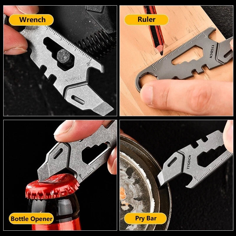 Titanium Pry Bar Crowbar Bottle Opener Wrench EDC Portable Multi Tools Outdoor 07FC0E-D4 - KOEEK