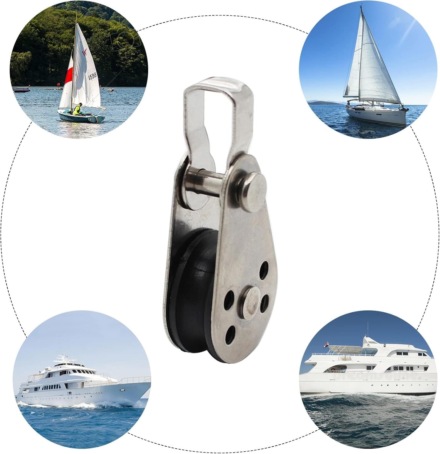 new 4PCS Stainless Steel Nylon Marine Pulley,Pulley Block Rope 4pcs, SILVER 07FC0E-D4 - KOEEK