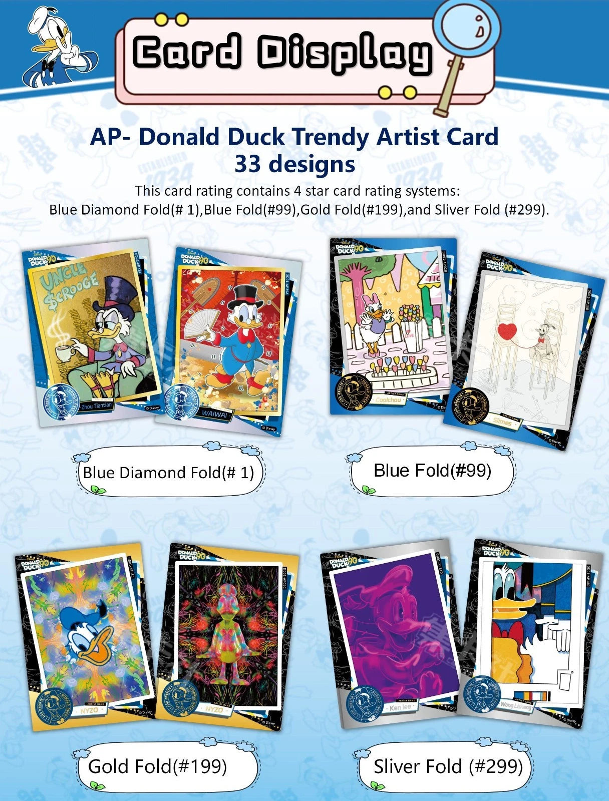#26 Card fun Disney Donald Duck 90th Anniversary TradingCards Sealed box 07FC0E-D4 - KOEEK