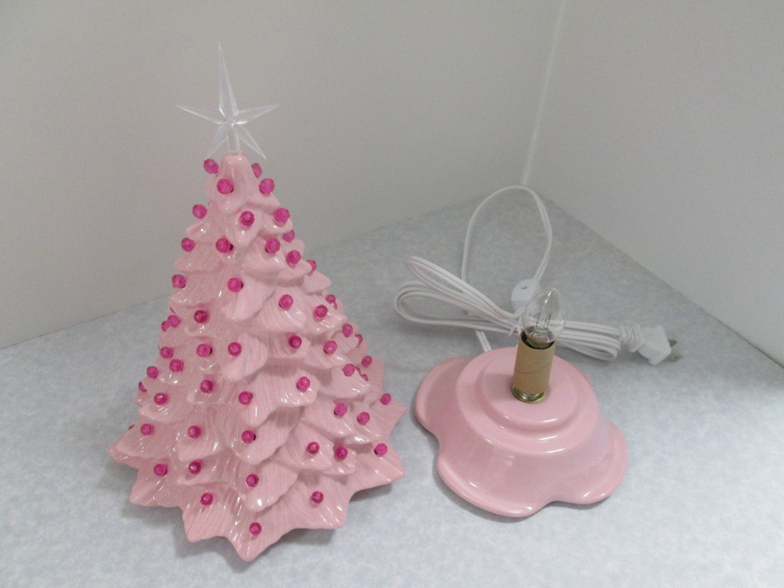 "Pink Glazed  Ceramic Christmas Tree"  ly Made/ Extra Lights 07FC0E-D4 - KOEEK