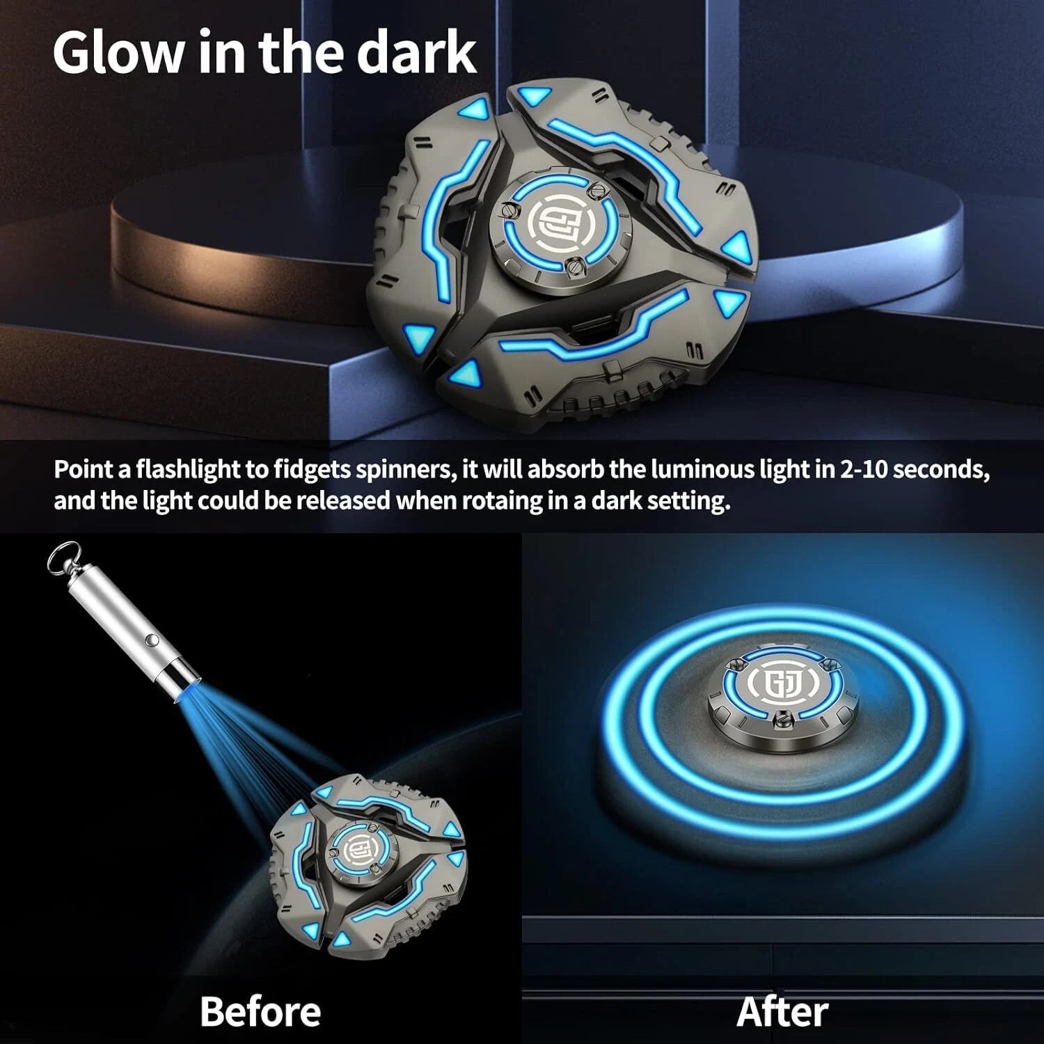 EDC Fidget Spinner Luminous Durable High Speed Silent Bearing Metal Stressrelief 07FC0E-D4 - KOEEK