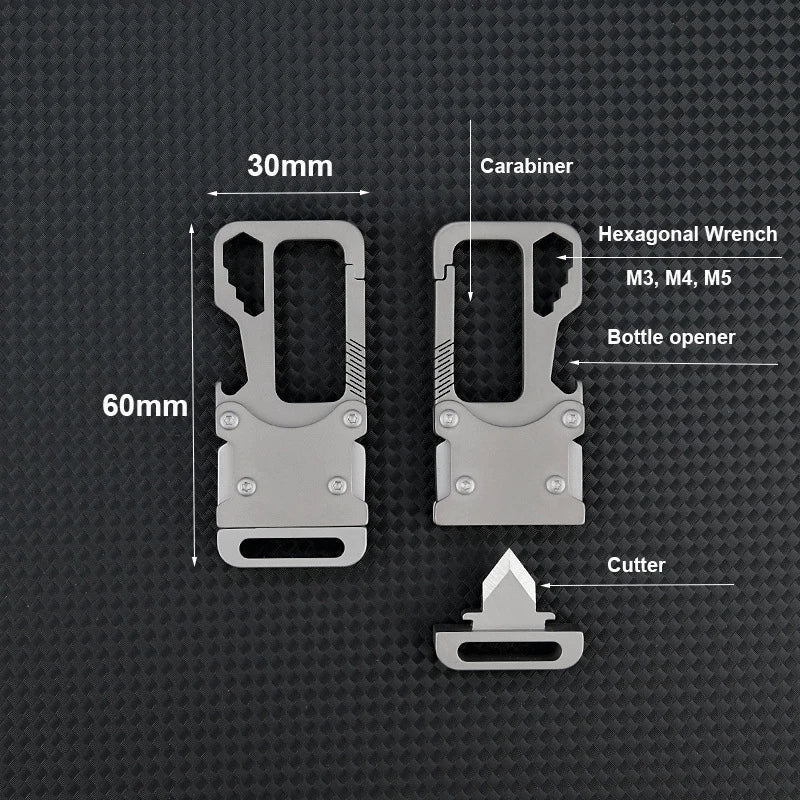 Titanium Alloy Key Chain Carabiner Opener Wrench Cutter EDC Outdoor Multi Tools 07FC0E-D4 - KOEEK