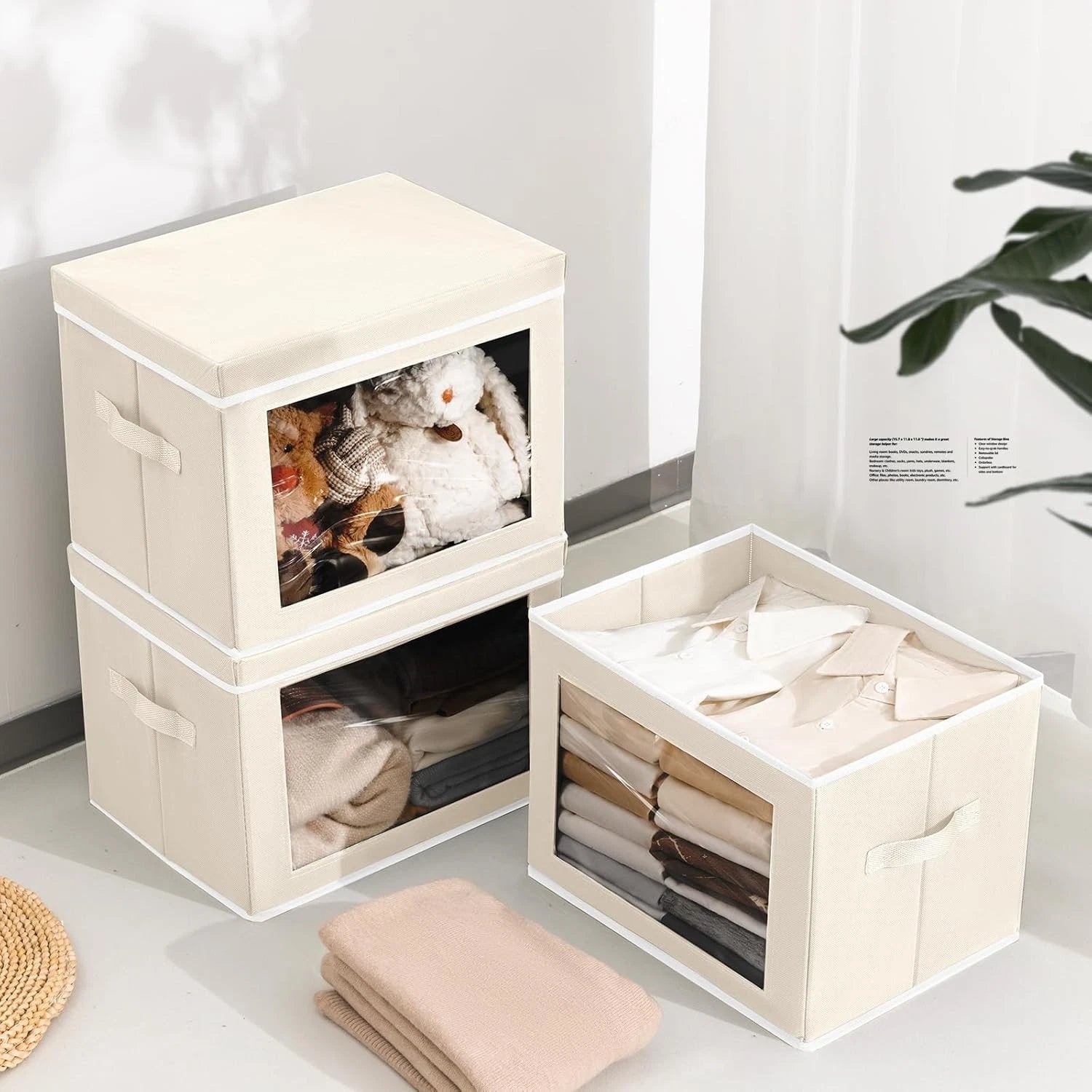 Fabric Storage Bins with Lids, Decorative Storage Boxes, Closet Storage Bins 07FC0E-D4 - KOEEK