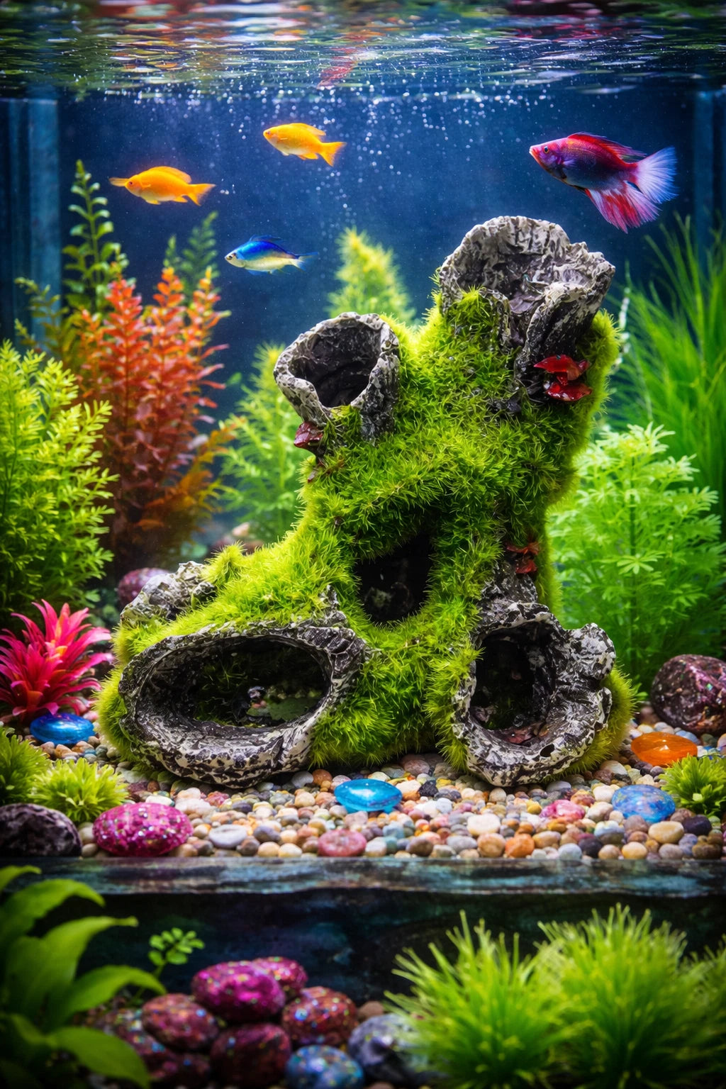 Aquarium Moss Log Cave Fish Tank Decoration Shrimp Hide Breeding Shelter Betta 07FC0E-D4 - KOEEK
