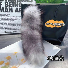 Real Large Crystal Fox Tail Fur 1PC Keychain Charm Bag Pendant Tassel Bag Tag 07FC0E-D4 - KOEEK