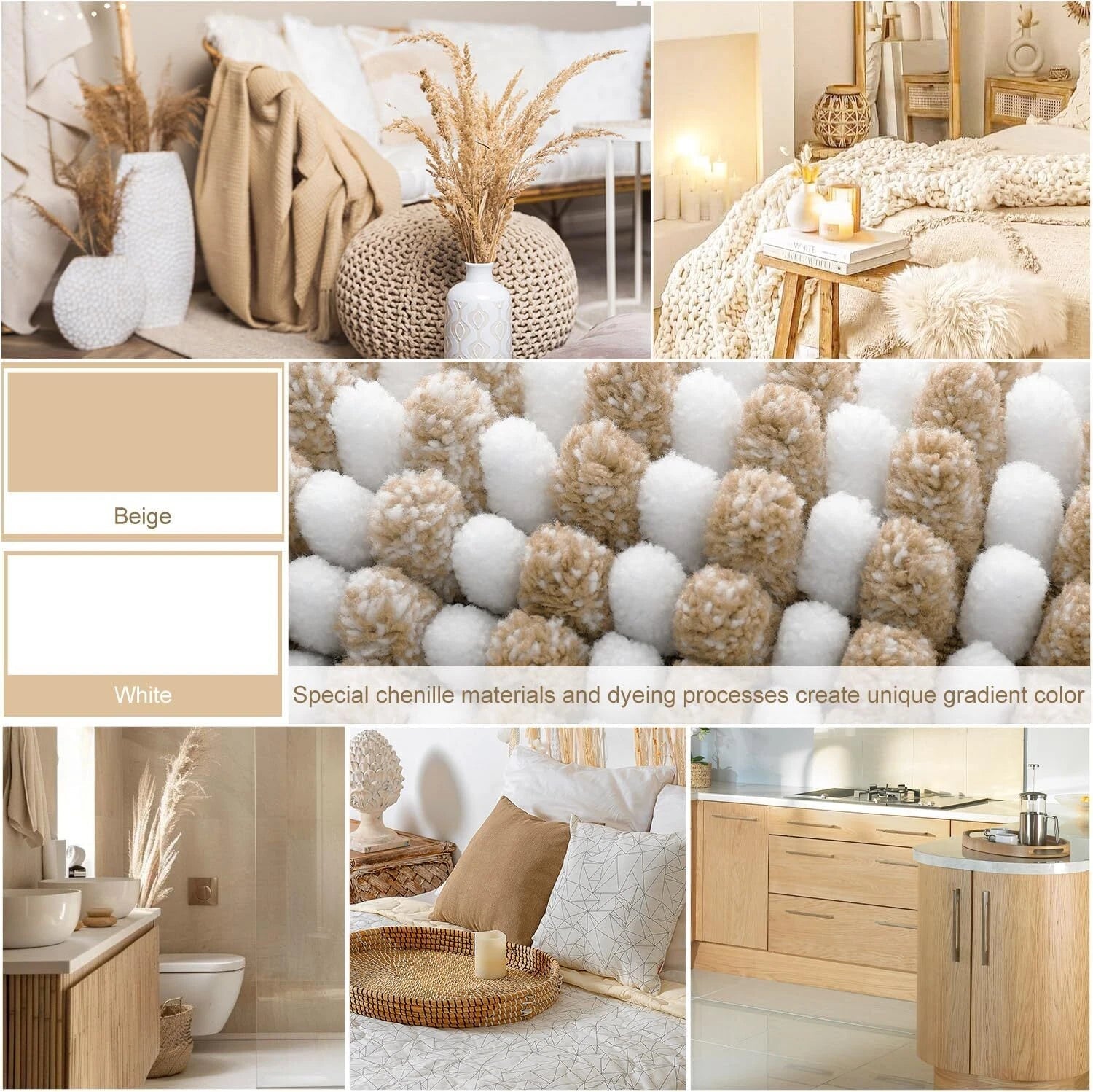 Rugs and Mats Sets, 2 Piece Thick Absorbent Chenille, Non Slip, Soft Shaggy 07FC0E-D4 - KOEEK