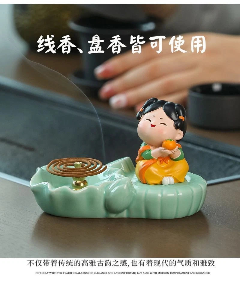 Tang Lady Incense Holder Stick Stand Desk Decor Office Tea Room Aromatherapy 07FC0E-D4 - KOEEK