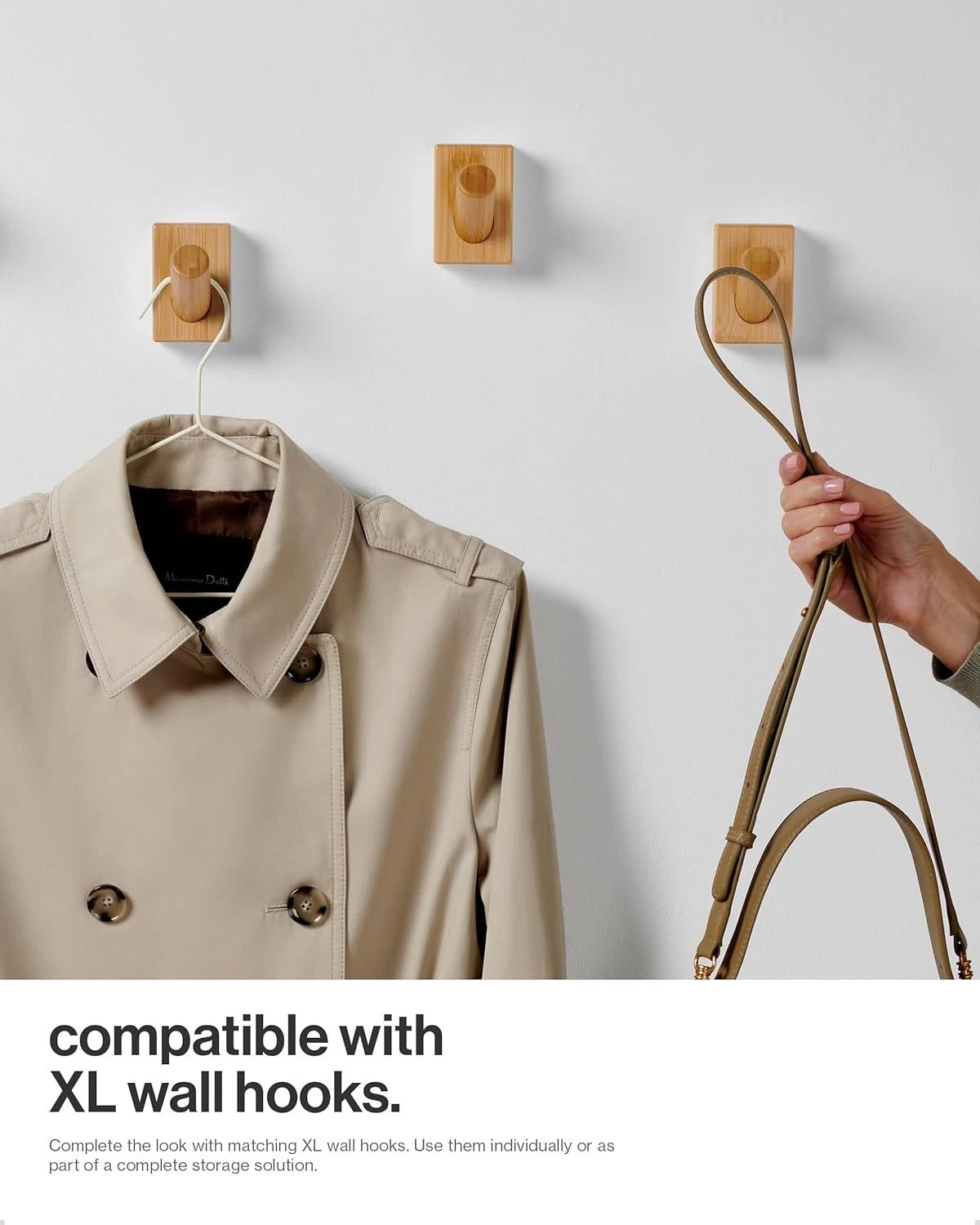 Wall-mounted coat rack with 5 heavy-duty 1-inch diameter hooks (set of 2) 07FC0E-D4 - KOEEK