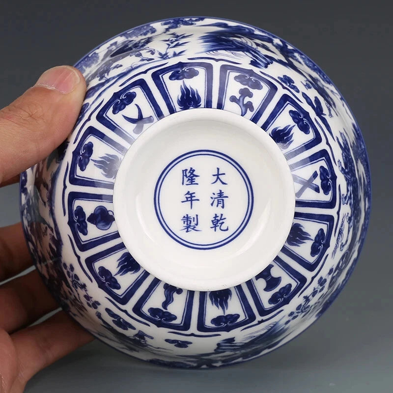 Blue White Figure Guiguzi Downhill Bowl Antique Ornaments Porcelain Collection 07FC0E-D4 - KOEEK
