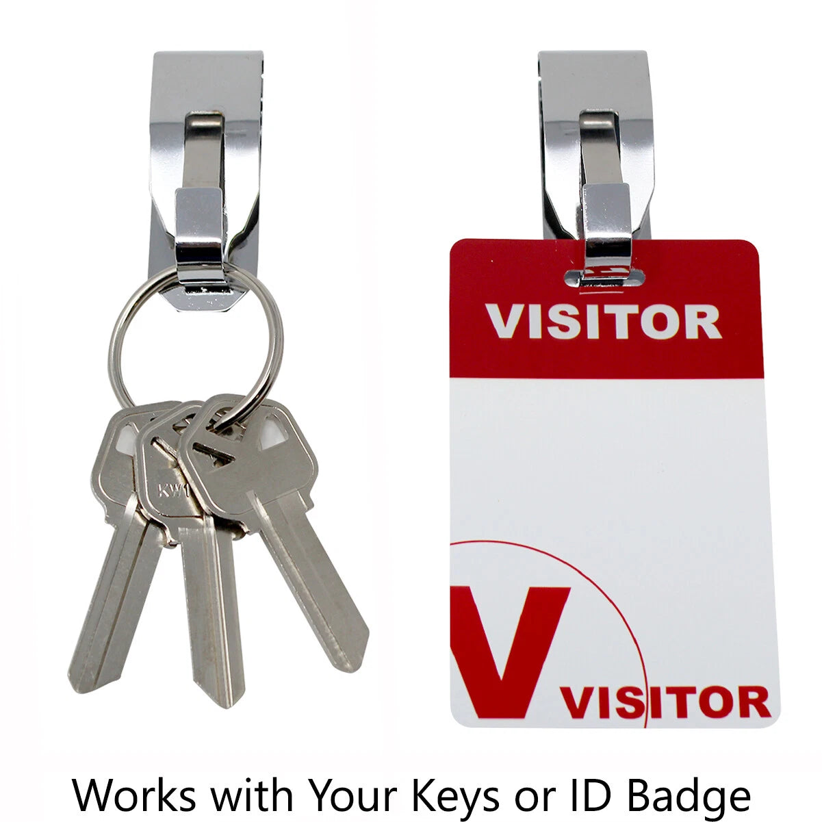 2 Pcs Secure Belt Clip Key Holder w Metal Hook & Heavy Duty 1 1/4" Keychain Ring 07FC0E-D4 - KOEEK