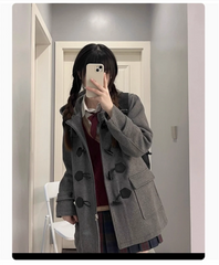 Japanese College Girls Wool Blend JK Coats Uniform Hooded Winter Warm Overcoat 07FC0E-D4 - KOEEK