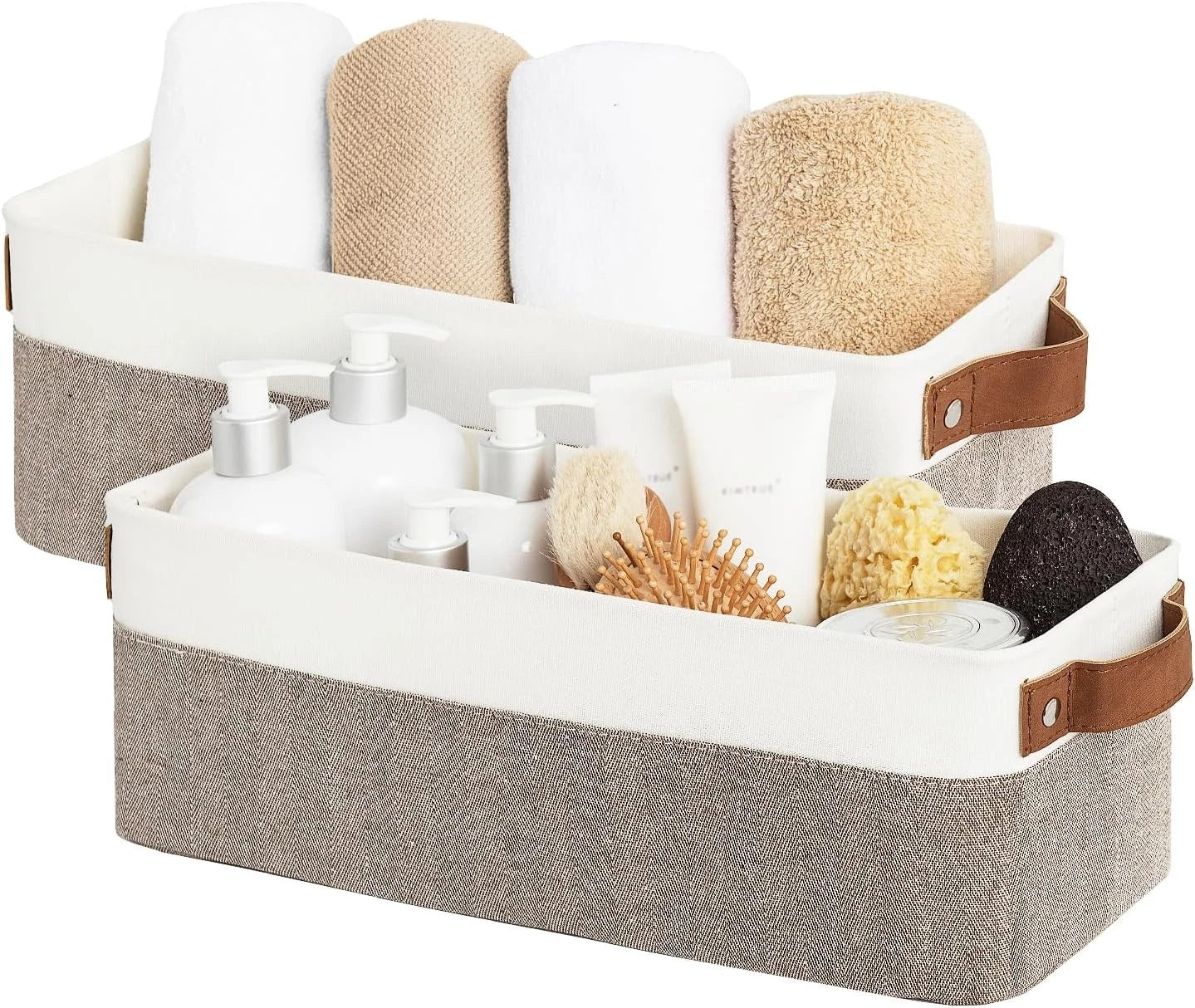 Narrow storage box, small storage basket, long storage basket with handle 07FC0E-D4 - KOEEK