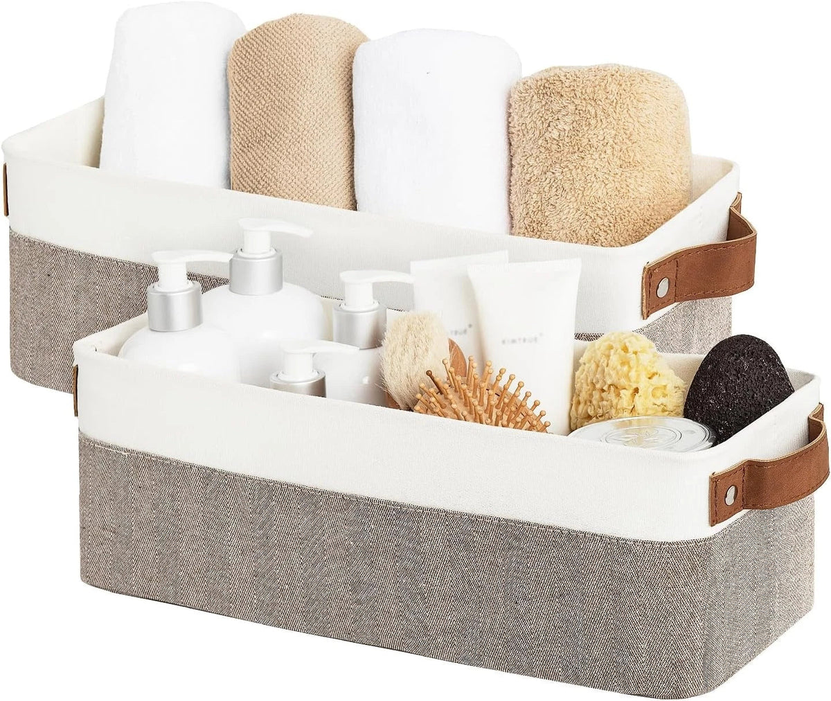 Narrow storage box, small storage basket, long storage basket with handle 07FC0E-D4 - KOEEK