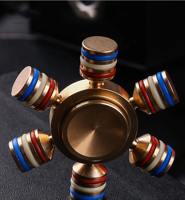 Brass Fidget 6 Point Hand Spinner Finger Gyro Toy EDC Focus Stress Reliever DIY 07FC0E-D4 - KOEEK