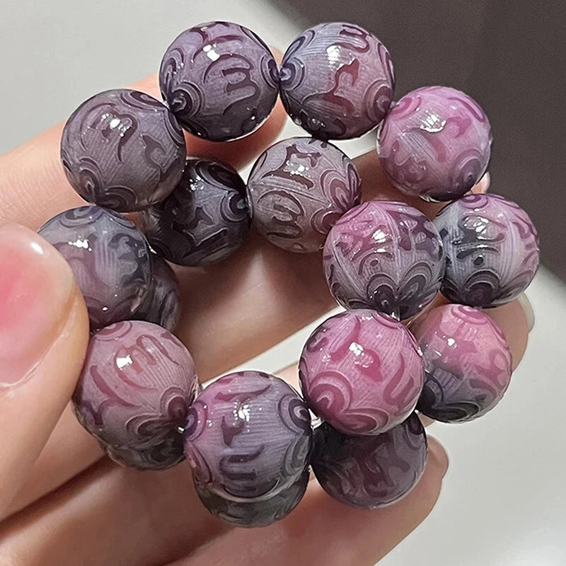 1PC Purple Bodhi Root Bead Bracelet Buddha Bead Rose Bead  Bracelet Prayer 07FC0E-D4 - KOEEK