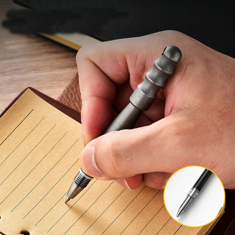 EDC Titanium Alloy Keychain Pen Ballpoint Pen Outdoor Camping Signature Gel Pen 07FC0E-D4 - KOEEK