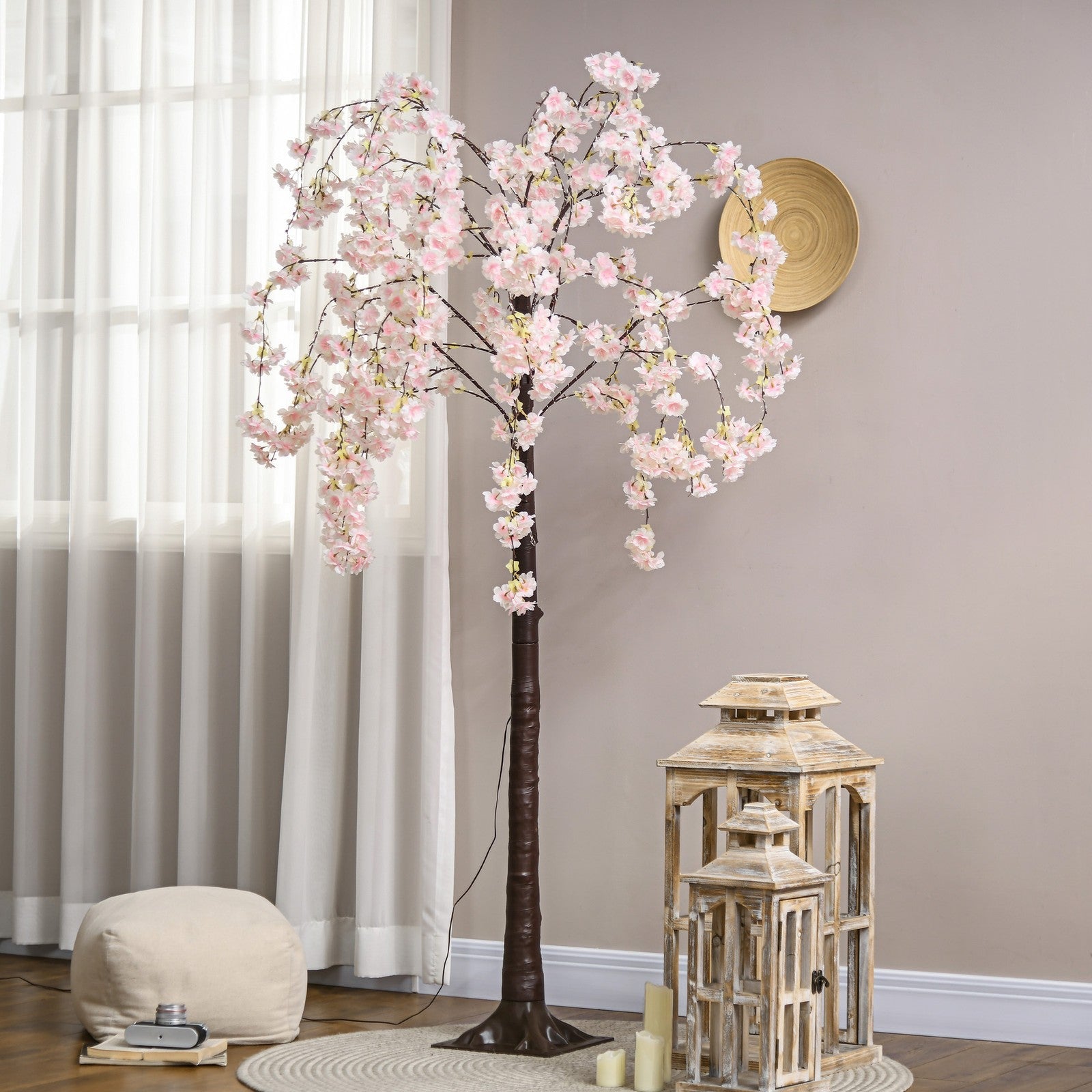 HOMCOM 180cm Cherry Blossom Tree Light with 350 LED Lights Fake Sakura Tree HOMCOM - KOEEK