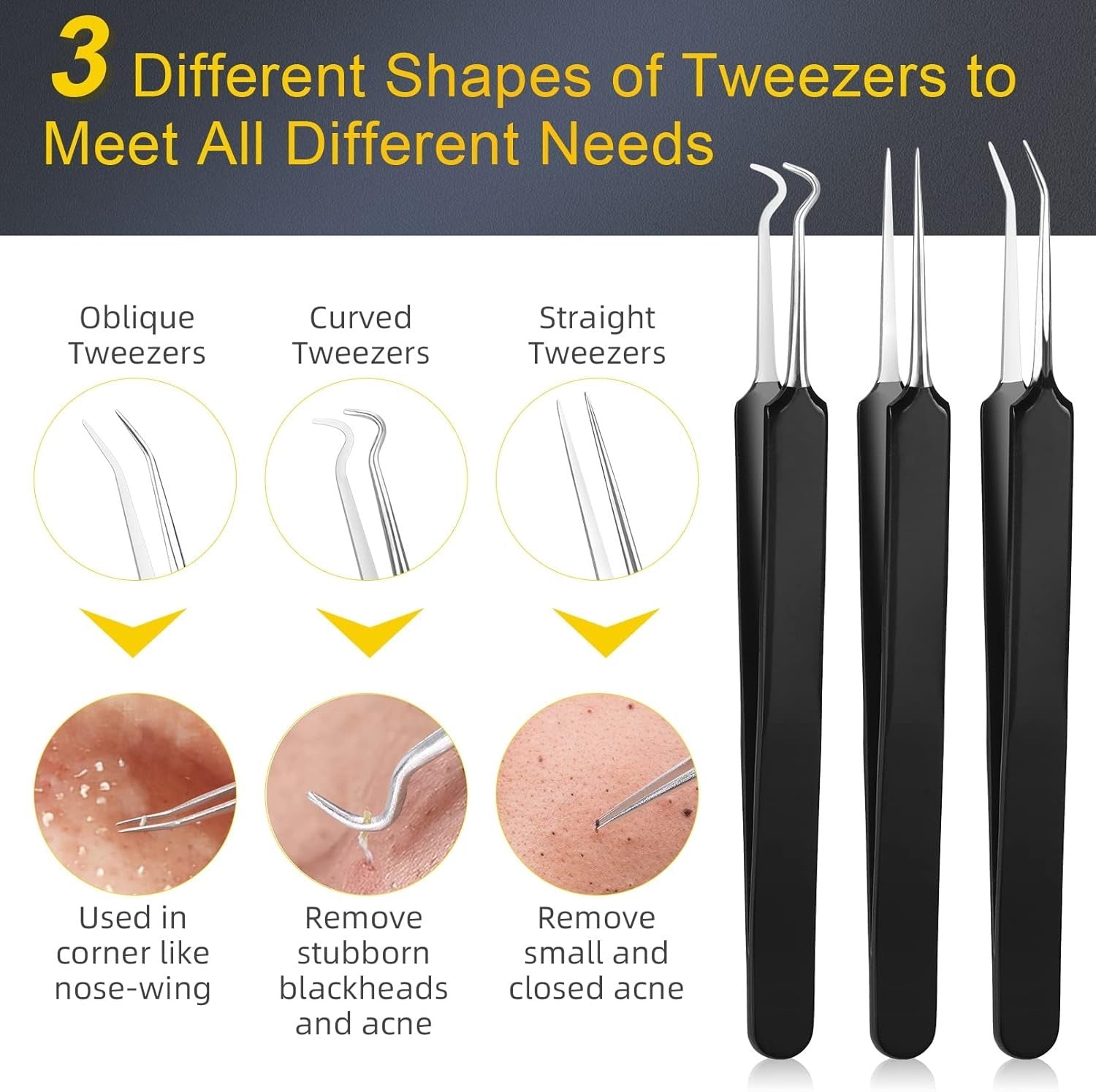 new Pimple Popper Tool Kit, IUMAKEVP 15 PCS Professional Stainless Steel Black IUMAKEVP - KOEEK