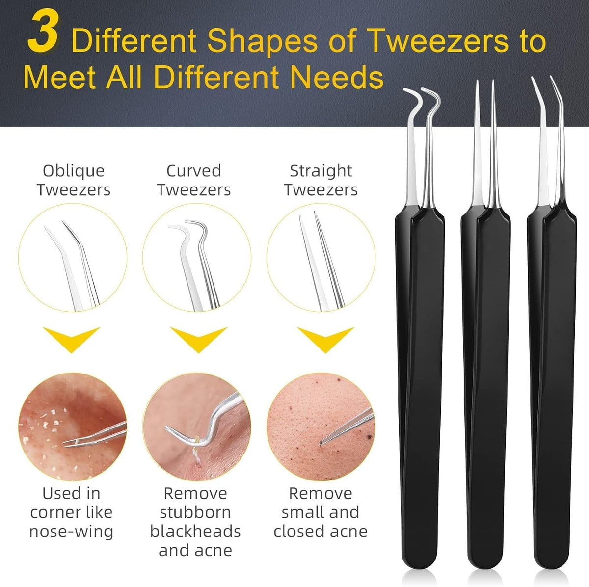 new Pimple Popper Tool Kit, IUMAKEVP 15 PCS Professional Stainless Steel Black IUMAKEVP - KOEEK